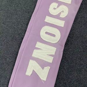 Soleil mode en détresse broderie droite pantalon formel hiver 100% coton polaire détresse Logo personnalisé pas cher prix femmes - Product Image 4