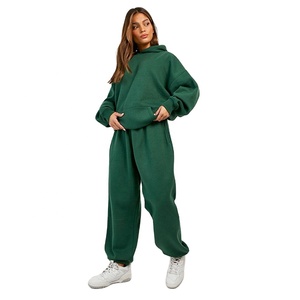 Survêtement en coton mélangé de meilleure qualité pour femmes Sweat à capuche doux avec pantalon de jogging Nouvelle mode pour dames Ensemble 2 pièces pour l'automne et l'hiver - Product Image 3