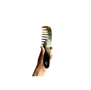 Classic Buffalo Horn Comb for Home Use Wide Tooth No-Static Health Care <b>Hairbrush</b> and Beard Combs in Black Horn Color - Product Image 5
