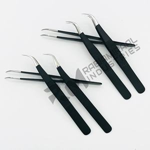 Pinzas de extensión de pestañas de Punta plateada negra Premium RMI, pinzas de extensión sostenibles, pinzas de pestañas impresas con diseño - Product Image 5