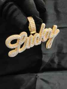 Trendy Hip Hop 925 <b>Silver</b> Rose Gold Plated Custom Iced Cursive Initial <b>Letter</b> Name Pendant <b>Necklace</b> Charms Moissanite Diamond - Product Image 4