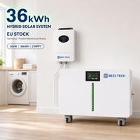 Système solaire hybride pour Tiny House - 36 kWh 51,2 V 720 Ah LiFePO4 avec bande LED lumineuse et onduleur 30 kW pour alimentation hors réseau - Stock UE