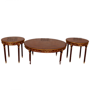 Luxury Classic <b>Round</b> <b>Wooden</b> <b>Coffee</b> <b>Table</b> Set - Product Image 1