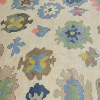 Tapis Oushak en laine noué à la main de qualité supérieure, écologique, antidérapant, lavable, moderne, à poils bouclés, couleur unie, doux et confortable en coton