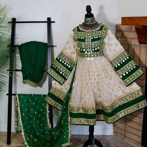 Servicio OEM, MOQ Bajo, Tamaños Personalizados, Apliques de Encaje, Vestidos Afganos, Vestidos Kuchi para Fiestas Formales, Transpirables, para Mujeres Indias y Pakistaníes - Product Image 5