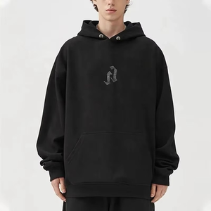 Sudadera con capucha de gran tamaño con lavado ácido para hombre con apliques de diamantes de imitación bordados Boxy Fit prendas de vestir de invierno desgastadas - Product Image 1