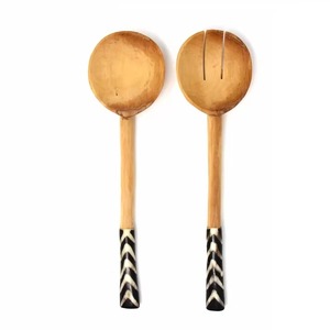 Cuillères et spatules de cuisine en bois naturel écologiques pour la maison et les restaurants, ensemble d'ustensiles de cuisine en bois avec support de rangement - Product Image 4