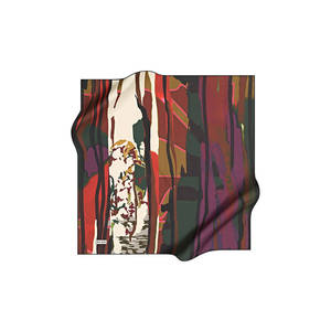 Foulard carré en polyester bordeaux à motif abstrait - Product Image 1