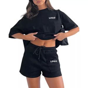 Collection d'été Slim Fit populaire pour femmes Shorts de sport personnalisés à séchage rapide Active Wear Ensembles pour femmes à la mode grande taille solide - Product Image 2