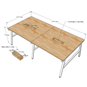 Table de conférence contemporaine 240x120 avec pieds en acier, assemblage requis HBAC013 - Product Image 5