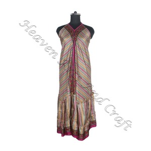 SD020 Saree / Sari / Shari vêtements indiens et pakistanais de l'Inde Hippy Boho dernier traditionnel long col en v indien Vintage Sari - Product Image 3