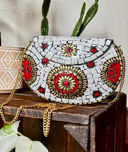 Bolso de mano de metal tradicional de mosaico, hecho a mano, para fiesta de metal de mosaico, monedero de mujer indio hecho de f s i - Product Image 2