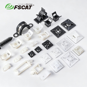 حامل كابلات نايلون من FSCAT ذاتي اللصق لإدارة الأسلاك مع قاعدة تثبيت وورقة لاصقة 3M - Product Image 1
