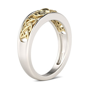 Bague pour femme Jeulia en argent sterling bicolore Claddagh avec zircon et perle - Product Image 3