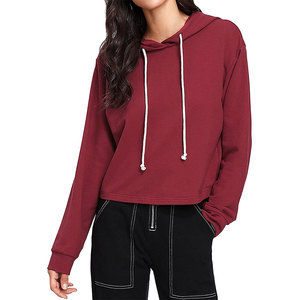 Cool Vintage 2025 <b>Women's</b> Thick Washed V-Neck Sweatshirt Custom Crop <b>Top</b> Hoodie with Front Logo Terry Fabric <b>for</b> Winter - Product Image 3
