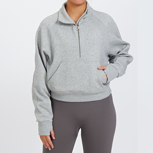 Otoño moda media cremallera pulóver sudaderas de manga larga para mujer reina sudaderas con capucha de gran tamaño ropa trajes media cremallera sudaderas - Product Image 6