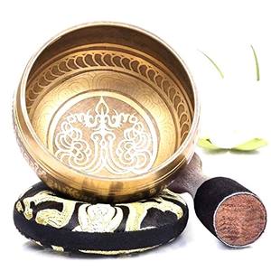 ชุดขันร้องทองเหลืองทำมือจากทิเบต สำหรับการทำสมาธิ โยคะ และการบำบัดด้วยเสียง - Product Image 5