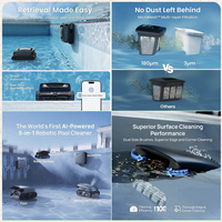 Aspirateur robotisé automatique pour piscine CC Plus Wi-Fi, nettoyage continu, sans recharge, avec brosse de nettoyage murale