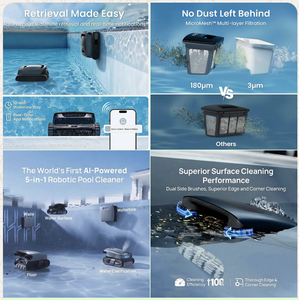 Aspirateur robotisé automatique pour piscine CC Plus Wi-Fi, nettoyage continu, sans recharge, avec brosse de nettoyage murale - Product Image 2