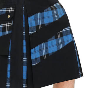 Kilts pour hommes en coton hybride moderne noir et bleu tartan Ramsay à rayures croisées - Product Image 5