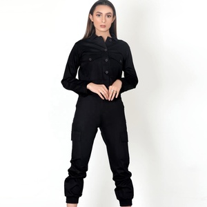Veste légère à manches longues pour femmes pour l'automne hiver manteau à fermeture à boutons avec poches plaquées sur le devant toile de coton respirante - Product Image 4