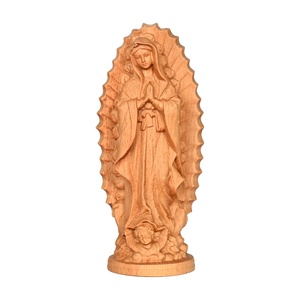 Guadalupe vergine maria statua in legno devozionale, bella figura scolpita dettagliata per collezioni di arte cattolica - Product Image 1
