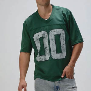 Venta al por mayor Streetwear Soccer Wear Custom Oversized Screen Printed Shirts Baseball Boxy American Mesh Football Jersey para hombres - Product Image 5