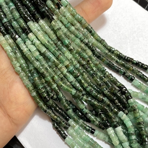 Cuentas redondas lisas de Esmeralda natural Heishi, forma de nivel de piedras preciosas naturales, precio al por mayor perforado en el centro - Product Image 3