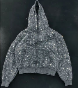 Sudadera con Capucha de Invierno para Hombre, Logotipo Personalizado, Pedrería, 100% Algodón, Felpa, Secado Rápido, Sudadera con Capucha de Longitud Regular, Alta Calidad - Product Image 3