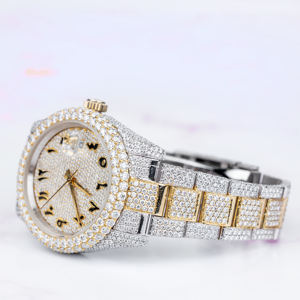 Luxury <b>Quartz</b> Moissanite Stainless Steel <b>Watch</b> 5mm Case Thickness Studded Band for <b>Men</b> - Product Image 2