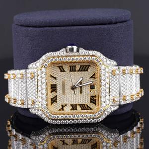 Reloj de Diamantes Cultivados en Laboratorio con Movimiento Japonés, Reloj Automático de Acero Inoxidable de Lujo, Cuadrado, Resistente al Agua, con Incrustaciones de Diamantes - Product Image 1