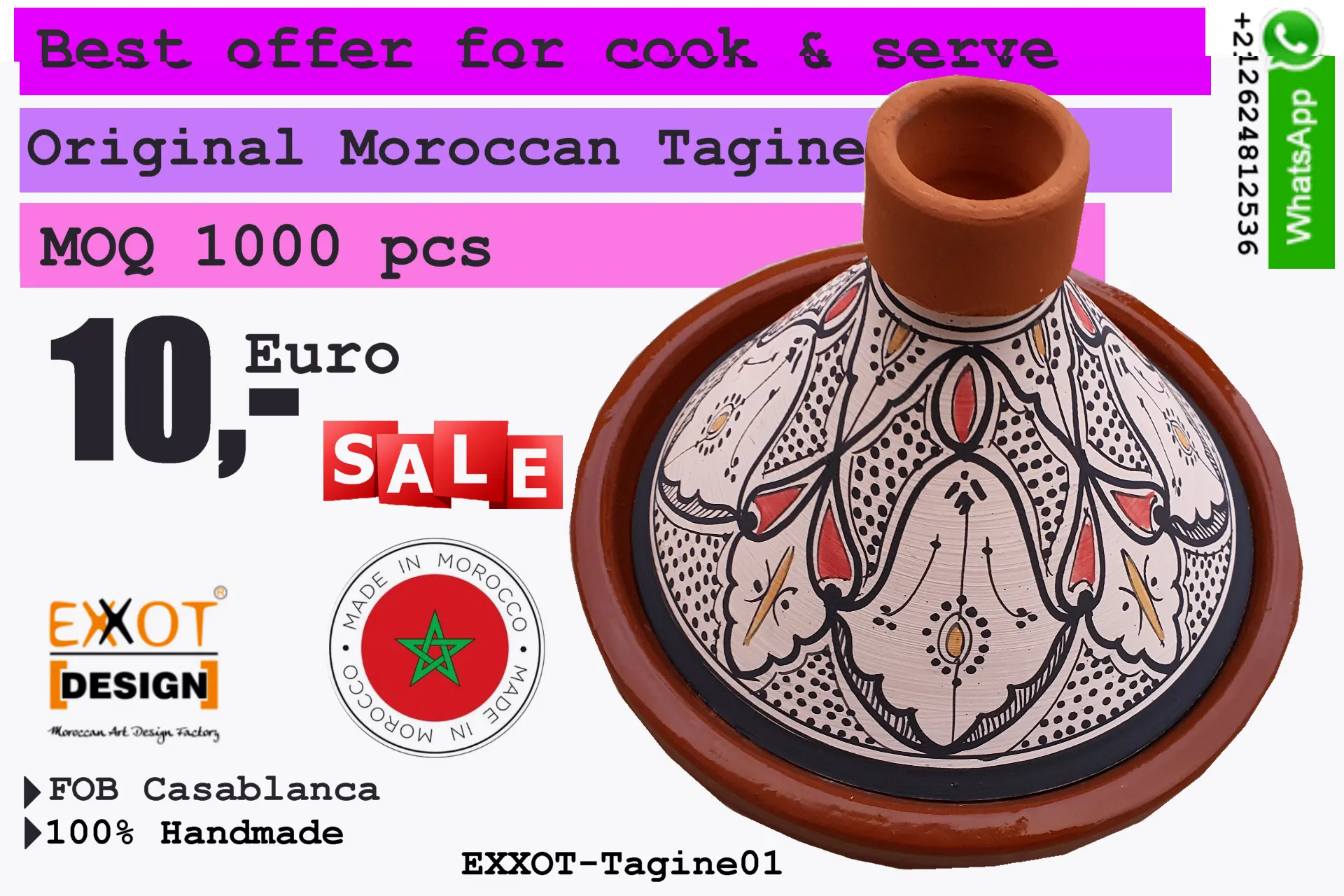 Original Moroccan Tagine 100% handwork directly from manufacturer