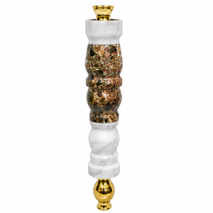 Marble Fluted Brown Luxury Tall <b>Hookah</b> Premium Full Set with Brass Smoking <b>Pipe</b> - Product Image 3
