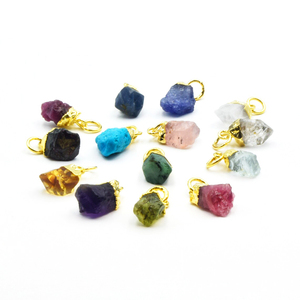 Natural Rough Tanzanite Gemstone Size 8-10mm Gold Electroplated Birthstone <b>Charm</b> Pendant December Birthstone Jewelry's Pendant's - Product Image 4