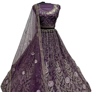 Filet lourd indien et pakistanais fête porter Lehenga Choli Dori & Zari brodé multi-fils fantaisie fleur travail Collection - Product Image 2