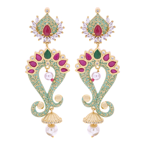 Elegant AD Gold Plated Earrings Luxury Artificial <b>Jewelry</b> Pearl Custom Fashion <b>Jewelry</b> Weddings Direct Trusted Export Supplier - Product Image 2