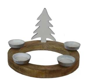 Meilleure vente coeur en aluminium et T-Light couleur blanche sur socle en bois lot de 2 fabriqués à la main personnalisés décoratifs de Noël - Product Image 3