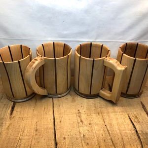 Taza de cerveza de madera creativa de varios estilos con mango moderno, taza de café de cerámica a la venta para fiesta de Navidad - Product Image 1