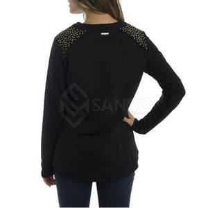 สเวตเชิ้ตมีรูระบายอากาศสำหรับผู้หญิงเสื้อสเวตเชิ้ตประดับพลอยเทียมขนาดใหญ่พิมพ์โลโก้ได้ตามต้องการ - Product Image 2