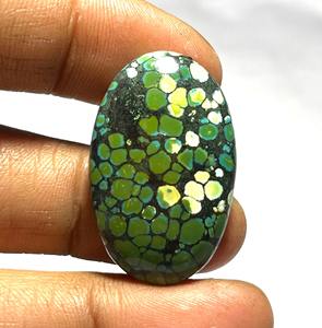 Très magnifique pierre précieuse turquoise tibétaine Cabochon de turquoise tibétaine pierre lâche pour la fabrication de bijoux (32*20*5mm 25.85Ct Trendy Gem - Product Image 1