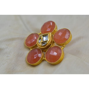 Joyería minimalista chapada en oro de 18 quilates, anillos de flores de piedra de latón chapados en oro, joyería básica para mujer, anillos de joyería de moda - Product Image 2