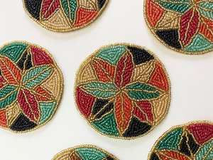 MS HANDICRAFT Handmade Beaded <b>Coasters</b>-Classic <b>Drink</b> <b>Coasters</b> Polyester Backing (4x4 Inch) for Church Religious Gifts Portable - Product Image 3