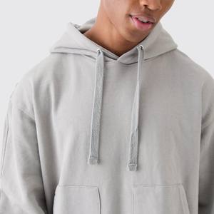 100% personalizado de algodón de los hombres de ajuste Regular de invierno de lana ecológica de gran tamaño Streetwear Sudadera con capucha patrón sólido ODM Supply - Product Image 2