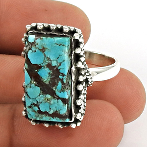 Bagues en argent faites à la main avec bague fantaisie en pierre précieuse turquoise en argent Sterling 925 bagues fines en gros bijoux Boho de Style Vintage - Product Image 4