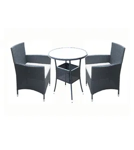 Muebles de mimbre de PE para jardín, silla de mesa redonda de té, alta calidad, precio barato