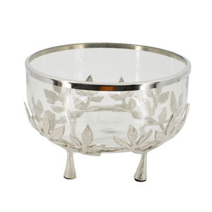 Traditional Handcrafted Leafy Shape Handle Design Glossy Gold Color Table Centrepiece Decor <b>Metal</b> <b>Bowl</b> At Best Price - Product Image 3