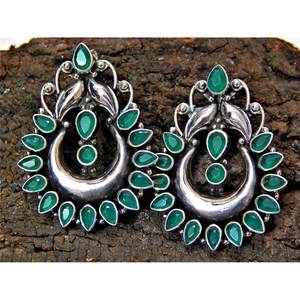 ทำด้วยมือสไตล์วินเทจต่างหูนิลสีเขียวเครื่องประดับเงินอินเทรนด์สำหรับปาร์ตี้ของขวัญที่มีสไตล์สำหรับเพื่อน - Product Image 4