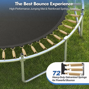 Trampolino da Esterno 14FT con Rete di Sicurezza e Telaio in Acciaio Antiruggine, Tappeto Elastico Ricreativo ad Alto Rimbalzo per Bambini e Adulti - Product Image 6