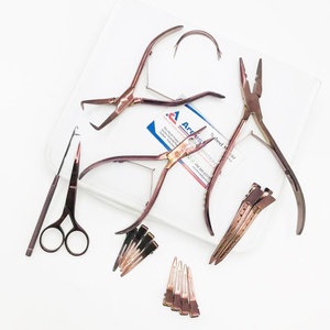 Ensemble d'outils Plasma or rose pour extensions de cheveux Nano Tip Double Trame Remy Hair Ciseaux en acier inoxydable Aiguilles à crochet - Product Image 4
