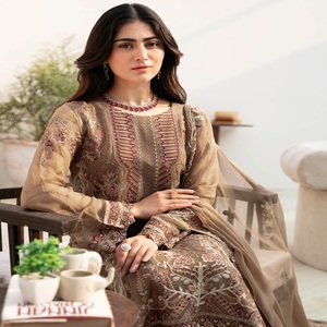 Eid Vente Femmes Indien Pakistanais Broderie Travail Trois Pièces Saari Lourd Brodé Salwar Kameez Robe Pakistanaise Style Indien - Product Image 5